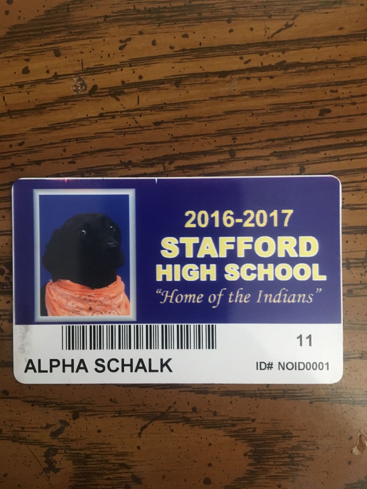 Alpha's student ID card
